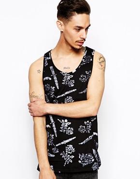 Kr3w Tank With Batik Print - Black