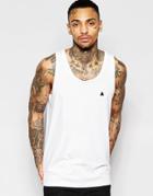Asos Relaxed Longline Tank With Logo In White - White