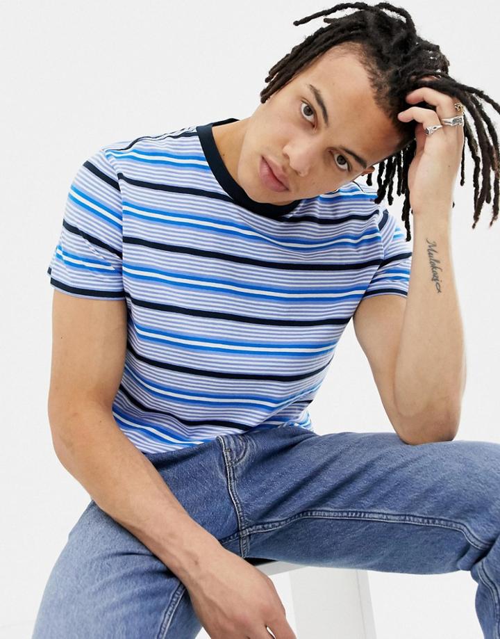 Weekday Alan Stripe T-shirt - Navy