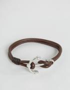 Seven London Anchor Leather Bracelet In Brown - Brown