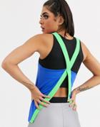 Asos 4505 Cross Back Tank With Neon Elastic