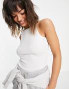 River Island Racer Ribbed Tank In White