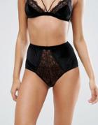 Asos Veda Velvet & Lace High Waist Pant - Black