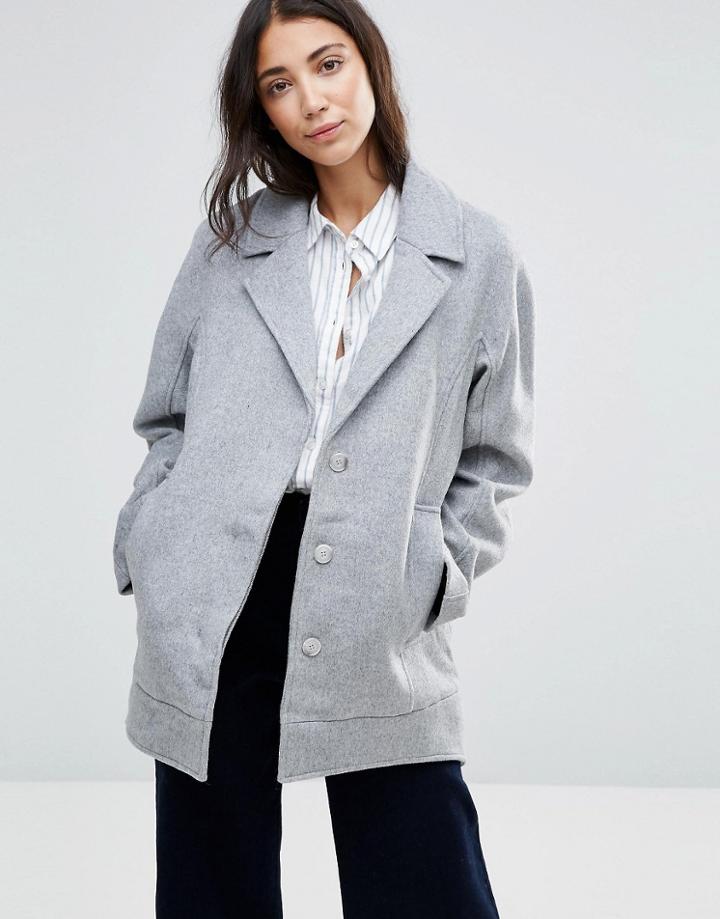 Parka London Agda Wool Pea Coat - Gray