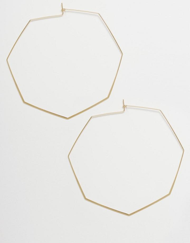 Asos Oversized Fine Hexagon Hoop Earrings - Gold