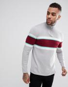 Asos Half Zip Knitted Sweater In Gray - Gray