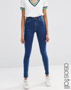 Asos Tall Ridley High Waist Skinny Jeans In Kioshi Flat Blue Wash - Blue