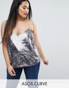 Asos Curve Sequin Cami Top - Purple