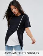 Asos Maternity Nursing Zip Side Drape T-shirt - Black