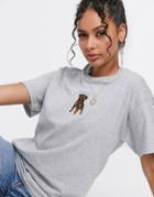 Hnr Ldn Oversized T-shirt With Rottweiler Embroidery-grey