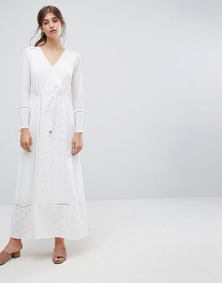 Warehouse Embroidered Maxi Dress - Cream