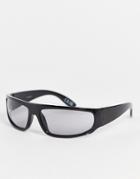 Asos Design Frame 90s Wrap Sunglasses In Black