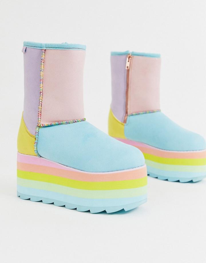 Y-r-u - Flat Plateau Boot In Rainbow Colores