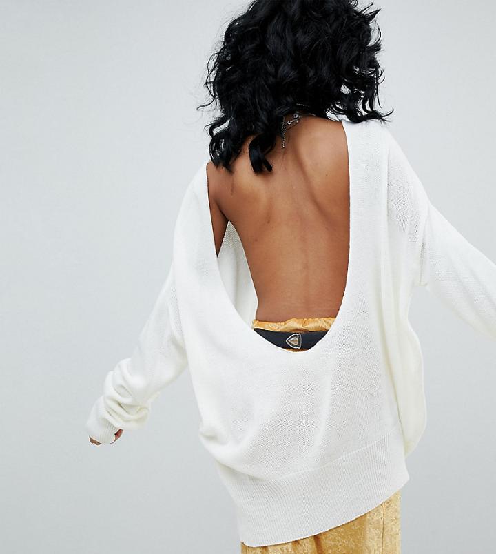 Rokoko Deep Scoop Back Sweater - Cream