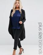 New Look Plus Waterfall Duster Coat - Black