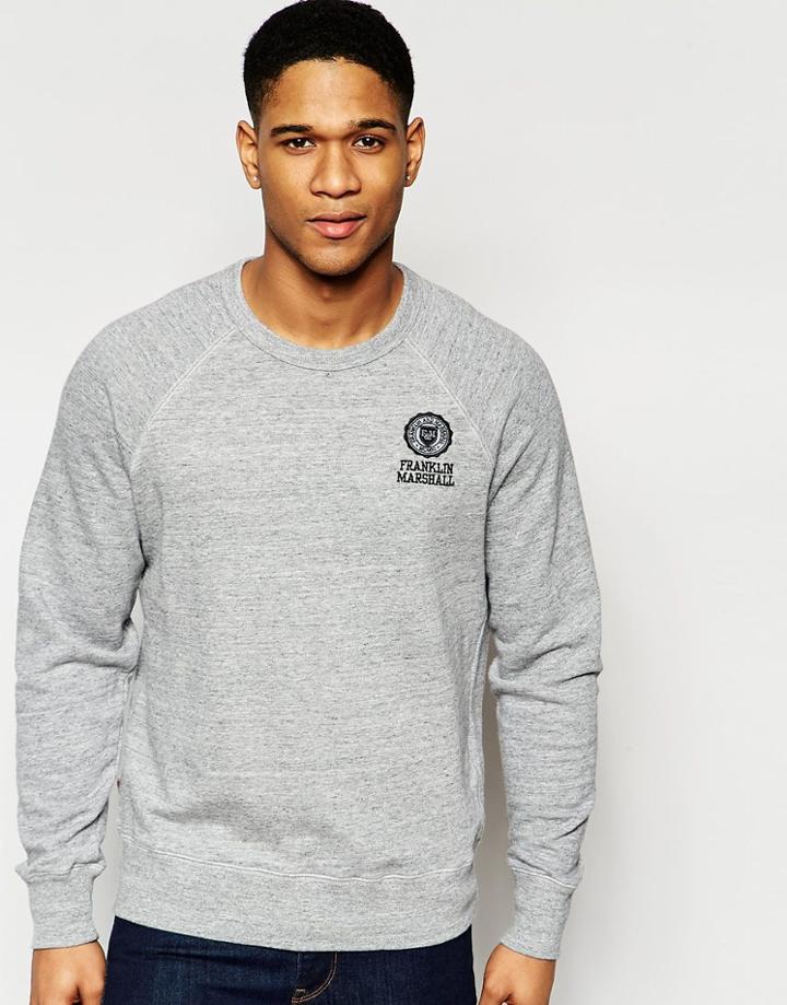 Franklin And Marshall Crew Neck Sweatshirt - Sport Gray Melange
