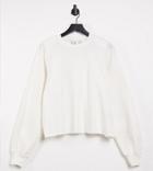 Collusion Oversized Sweatshirt In Ecru With Shoulder Pads-white