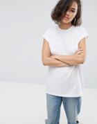 Asos T-shirt In Boyfriend Fit With Roll Sleeve - White