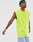Asos Design Oversized Longline Sleeveless T-shirt In Green - Green