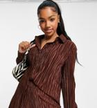 Stradivarius Pleated Shirt In Chocolate Brown - Part Of A Set
