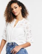 Oasis Broderie Sleeve Shirt In White