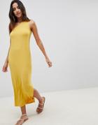 Asos Design Column One Shoulder Slinky Maxi Dress - Yellow