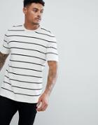 Asos Knitted Textured Stripe T-shirt In White - White