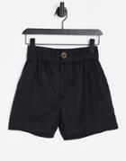 & Other Stories High Waist Tailored Linen Shorts In Black