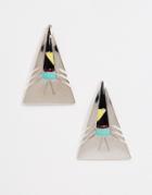 Asos Statement Festival Triangle Stud Earrings - Multi