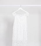 Chi Chi London Maternity Bardot Lace Midi Dress In White