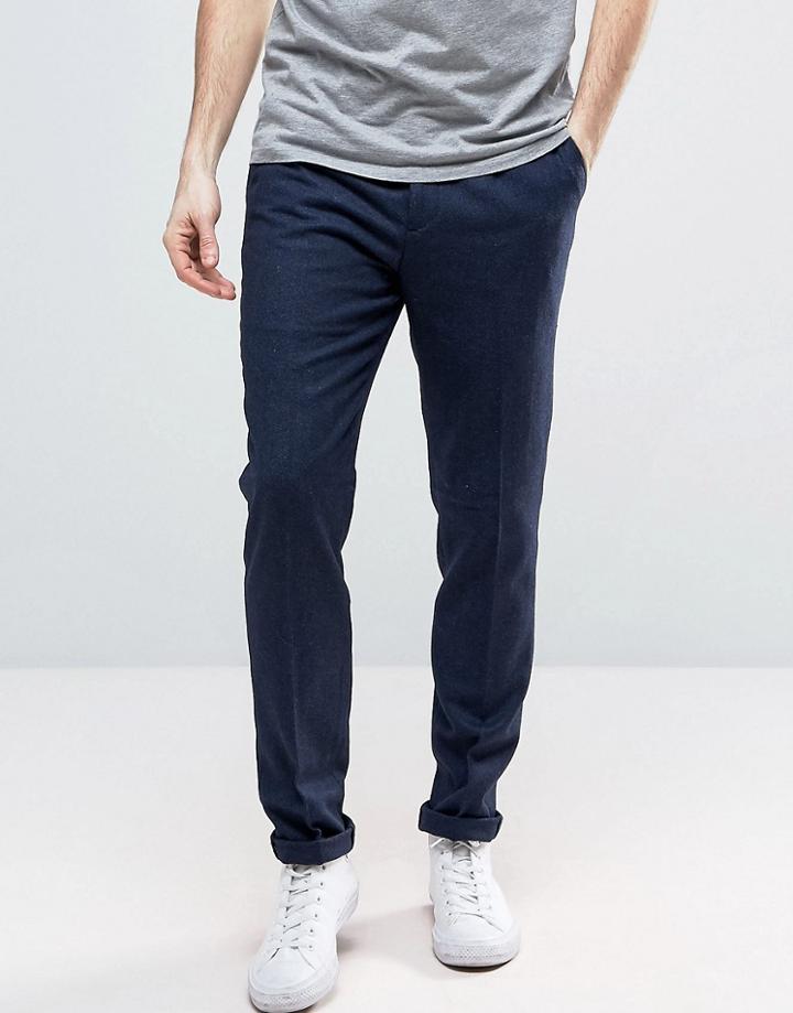 Minimum Wool Blend Herringbone Pants - Navy