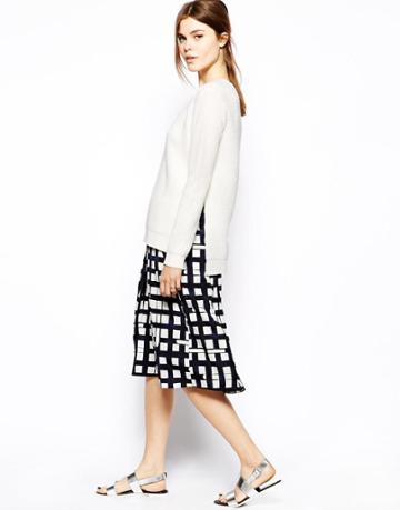 Asos Midi Skirt In Check Print