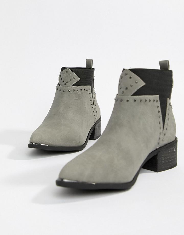 Missguided Studded Western Boots - Gray