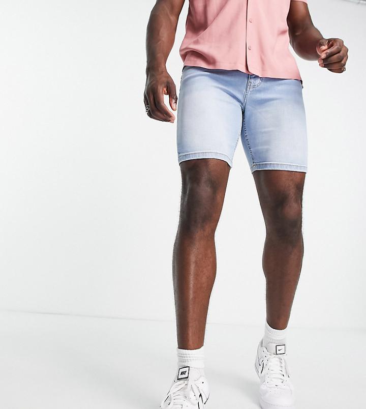 Dtt Tall Skinny Fit Denim Shorts In Light Blue