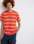 Maharishi Striped T-shirt With Chest Logo In Orange - Orange