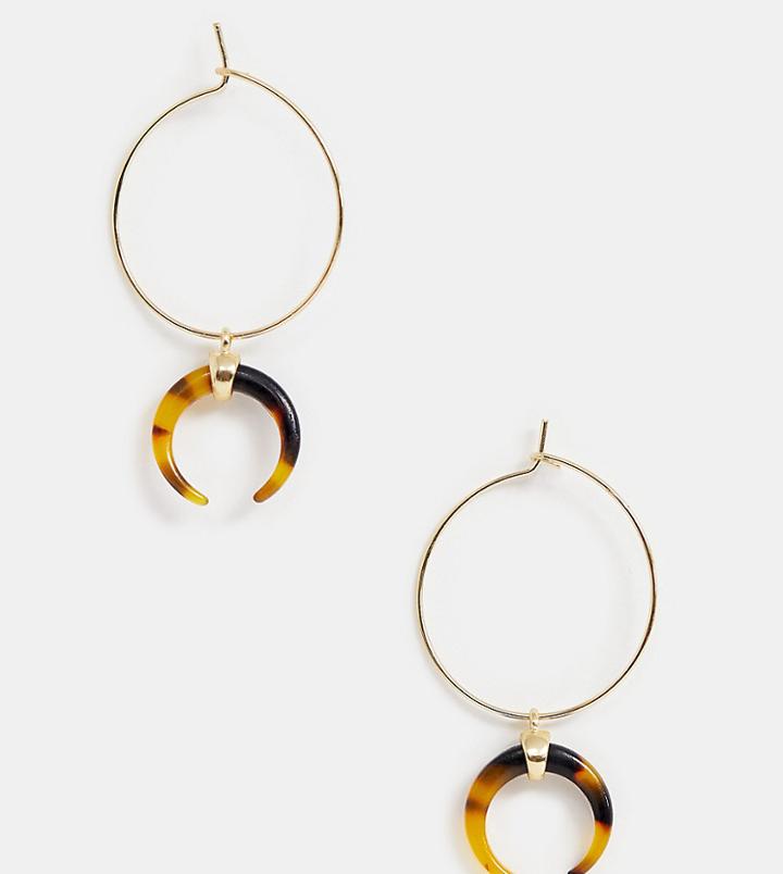 Orelia Gold Plated Tort Resin Cresent Drop Hoop Earrings