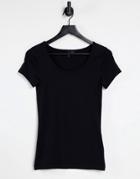 Vero Moda Organic Cotton Scoop Neck Fitted T-shirt In Black
