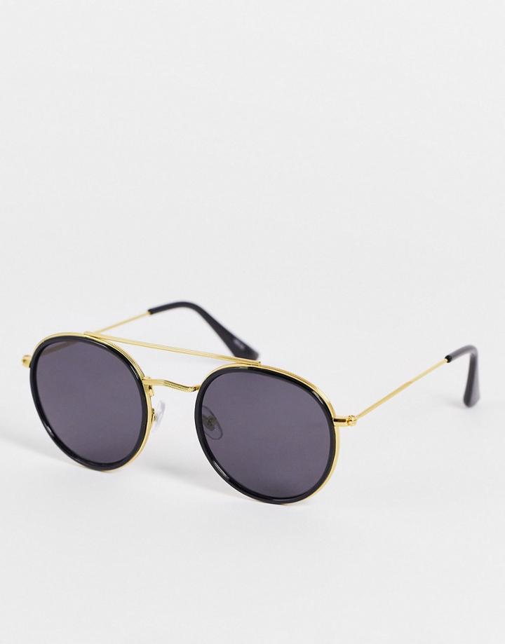 Madein Round Chunky Sunglasses In Gold And Black