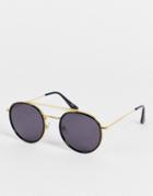 Madein Round Chunky Sunglasses In Gold And Black