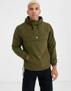 Bershka Overhead Jacket With Fleece Lining In Khaki