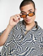 Asos Design Boxy Oversized Shirt In Navy Warped Checkerboard