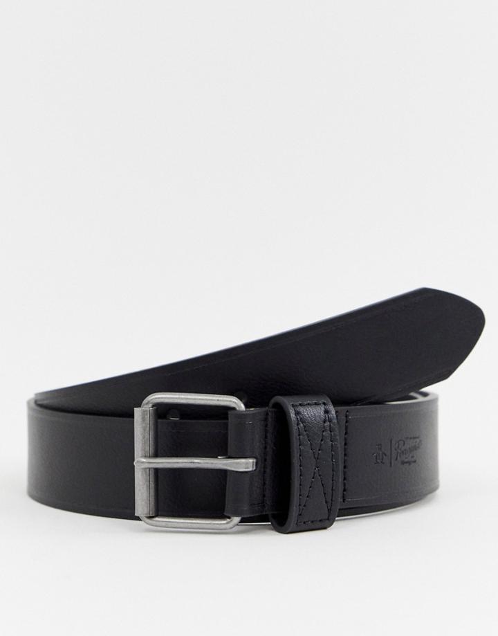 Original Penguin Leather Belt In Black - Black
