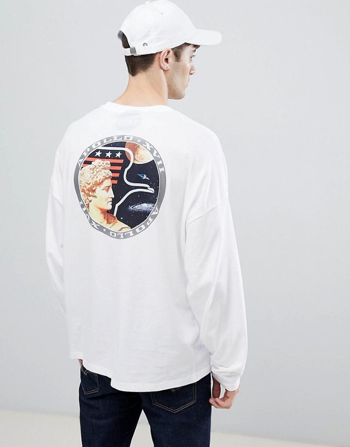Asos Design Nasa Oversized Long Sleeve T-shirt With Brack Print - Black