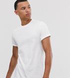 Asos Design Tall T-shirt With Crew Neck And Roll Sleeve In White