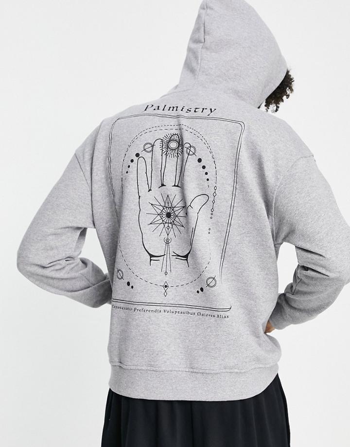 Only & Sons Oversized Hoodie With Destiny Hand Print In Gray