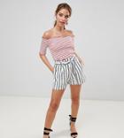 Boohoo Petite Striped Belted Shorts - Multi