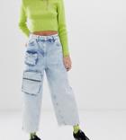 Collusion X012 Balloon Leg Jeans With Utility Pockets-blue