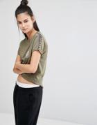 Ellesse Retro Fitted T-shirt With Tape Detail - Dusty Olive