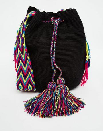 Jardin Del Cielo Wayuu Mochila Bag In Black - Black