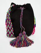 Jardin Del Cielo Wayuu Mochila Bag In Black - Black